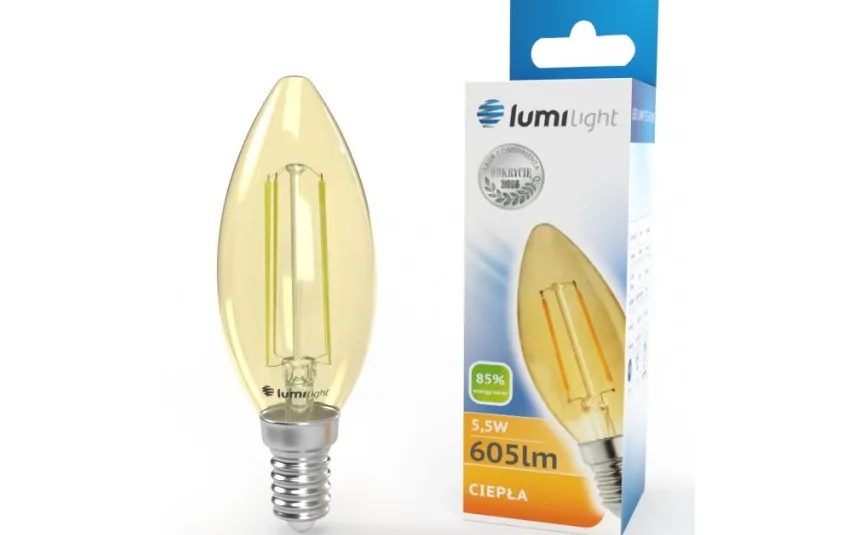 Lumilight ŻARÓWKA LED C35 FLMG E14 5,5W CIEPŁA LL4804 Sale