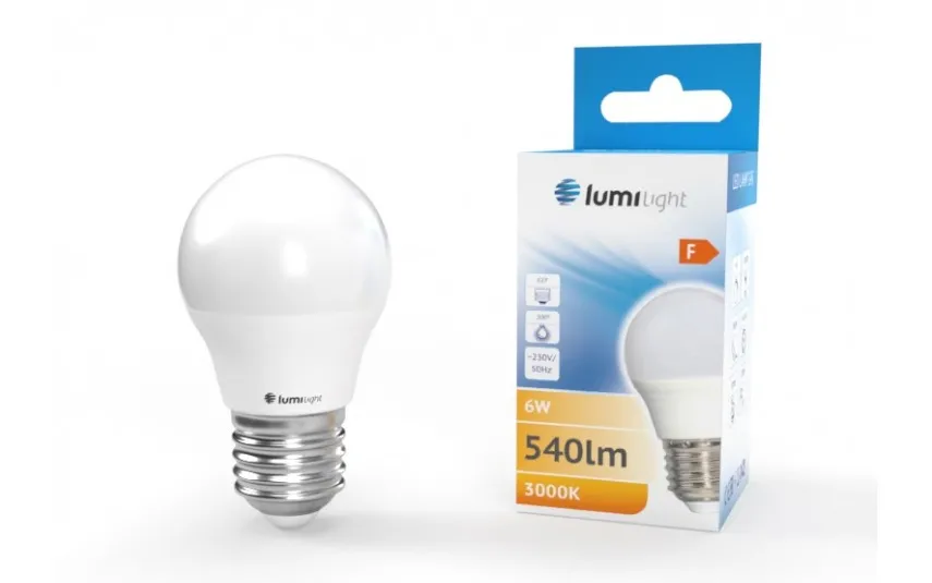 Lumilight Żarówka LED kulka G45 E27 6W Mleczna Ciepła New