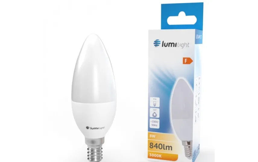 Lumilight ŻARÓWKA LED ŚWIECA C37 E14 8W CIEPŁA LL2145 Clearance
