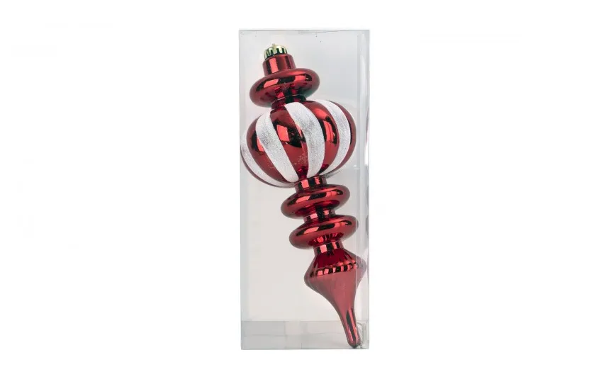 Ewax Bombka sopel 30 cm czerwono-biała plastikowa Outlet
