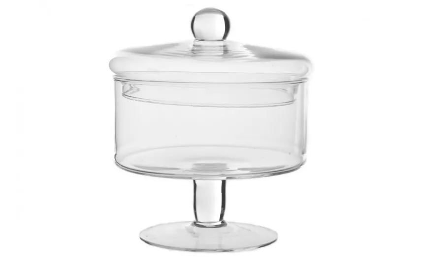 Sigma Glass Bomboniera szklana z pokrywą 14 cm Sigma 1624 New