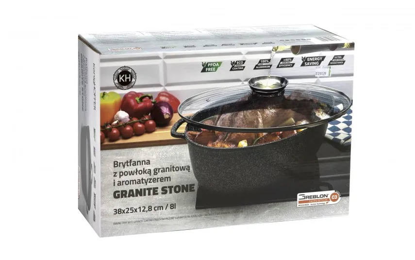 KonigHOFFER Brytfanna owalna 8 L na indukcję z powłoką granitową Granite Stone Best