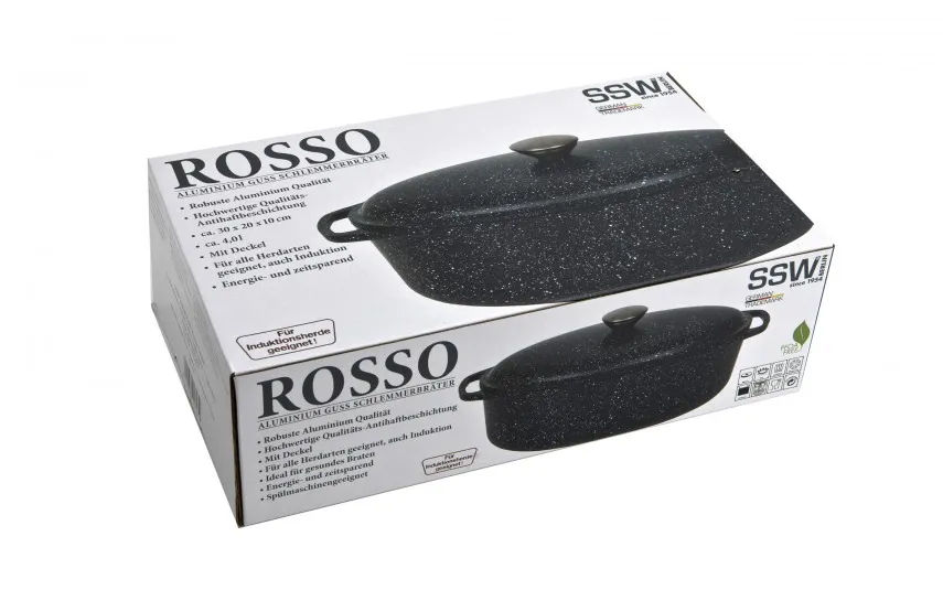 SSW Brytfanna z pokrywą 4 L owalna Rosso z aluminium New