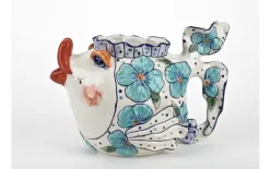 Witek Home Ceramiczny imbryk Ryba niebieskie kwiaty Clearance
