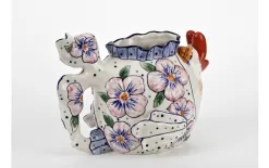 Witek Home Ceramiczny imbryk Ryba różowe kwiaty Discount