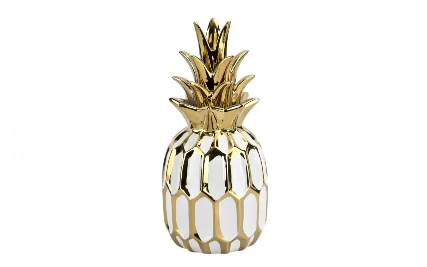 Art-Pol Dekoracja z ceramiki Ananas biało-złoty 164414 Sale