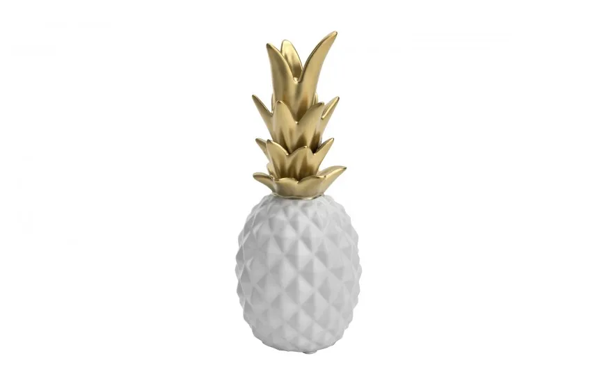 Art-Pol Dekoracja z ceramiki Ananas biało-złoty 136024 Outlet