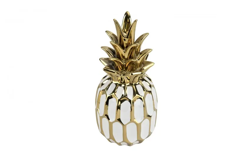 Art-Pol Dekoracja z ceramiki Ananas biało-złoty 164414 Sale