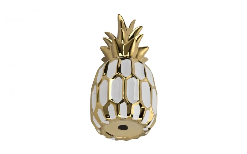 Art-Pol Dekoracja z ceramiki Ananas biało-złoty 164414 Sale