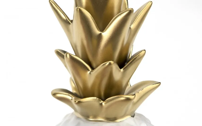 Art-Pol Dekoracja z ceramiki Ananas biało-złoty 136024 Outlet