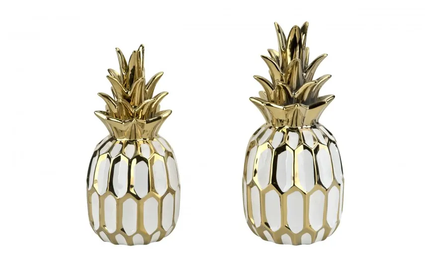 Art-Pol Dekoracja z ceramiki Ananas biało-złoty 164414 Sale