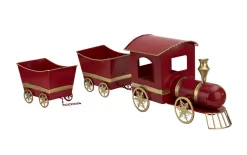Ewax Duża Ozdoba metalowa Pociąg z 2 wagonami czerwony Discount