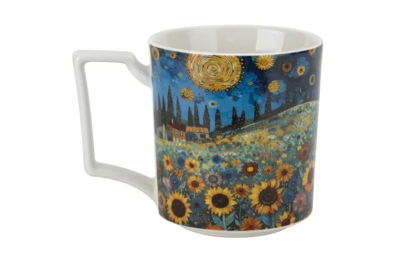 Duo Duży kubek porcelanowy 750 ml Modern Sunflower Field Fashion
