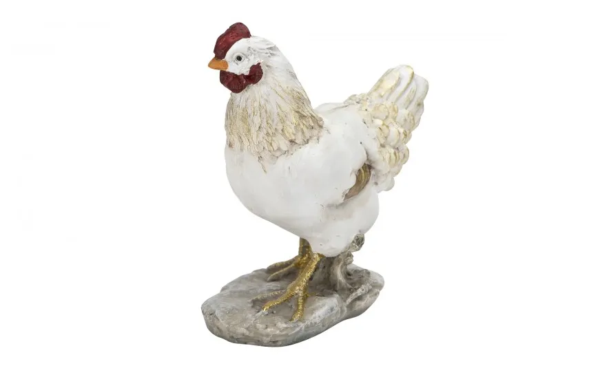 Dekor Pap Figurka Kura 18,5 cm biało-złota Outlet