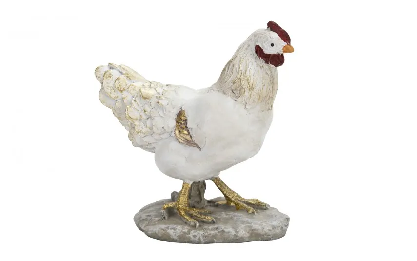 Dekor Pap Figurka Kura 18,5 cm biało-złota Outlet
