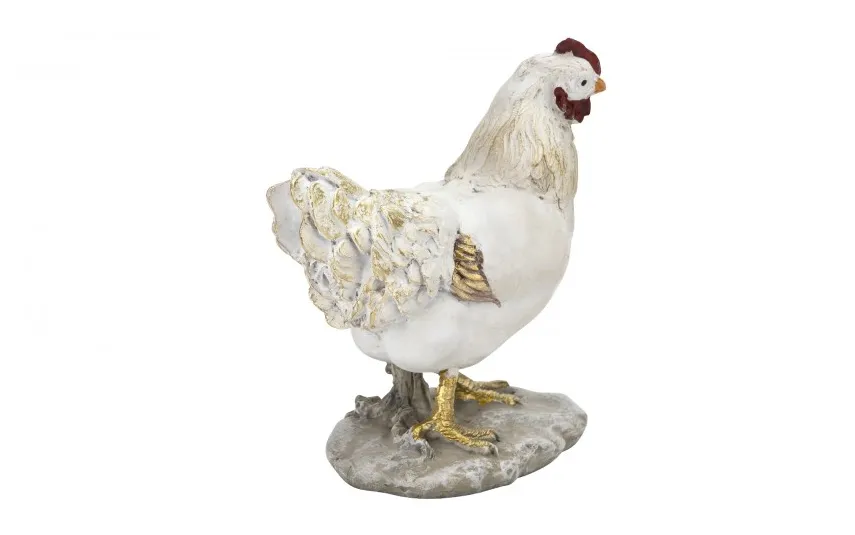 Dekor Pap Figurka Kura 18,5 cm biało-złota Outlet