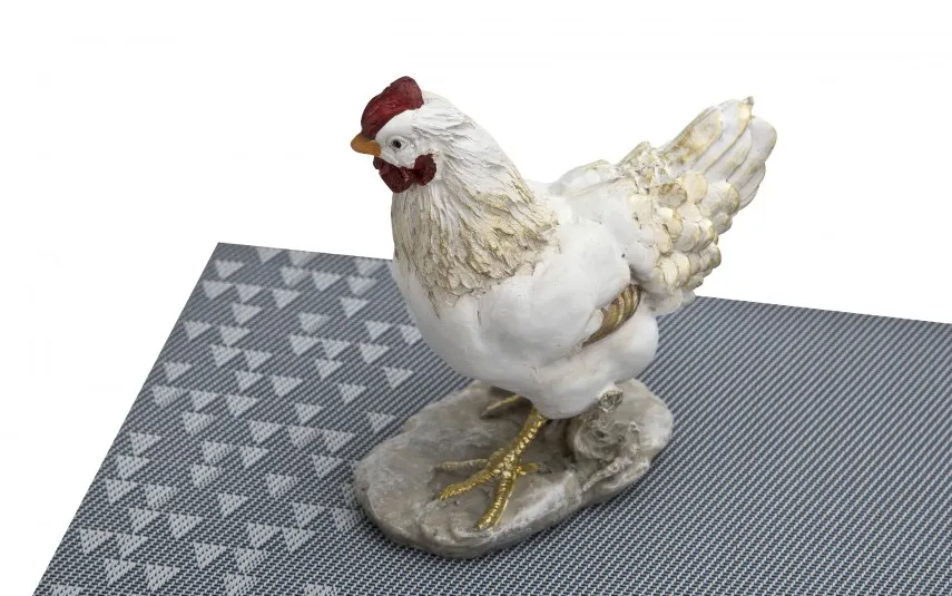Dekor Pap Figurka Kura 18,5 cm biało-złota Outlet