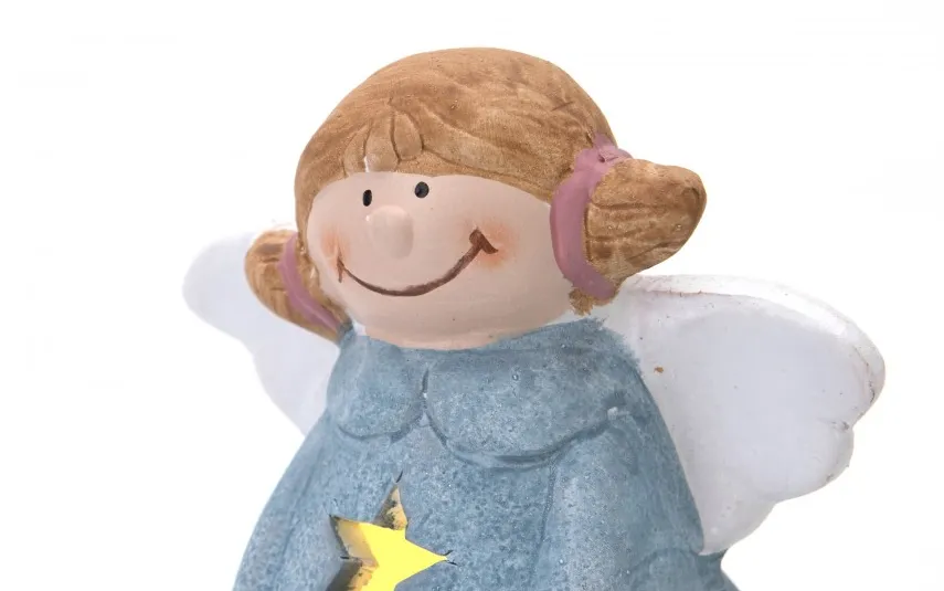 Dekor Pap Figurka ozdobna świecąca Aniołek niebieski 14 cm Best
