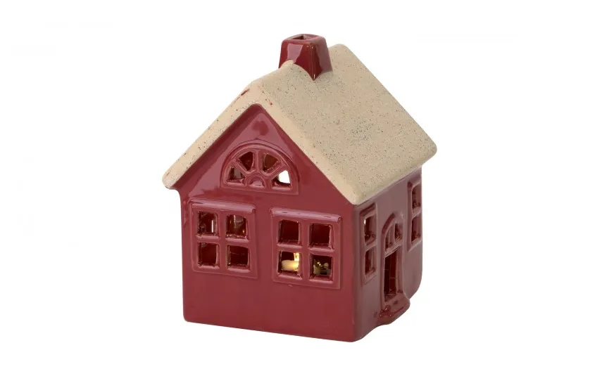 Art-Pol Figurka świecąca Domek ceramiczny czerwony średni 8056 Discount