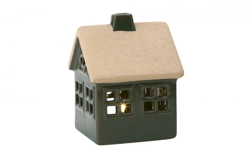 Art-Pol Figurka świecąca Domek ceramiczny zielony średni 8058 Outlet