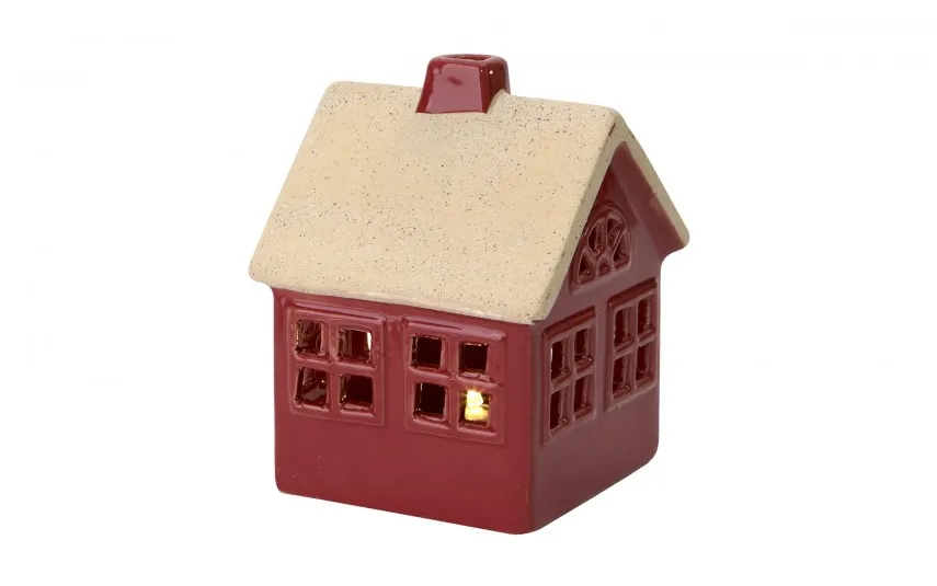 Art-Pol Figurka świecąca Domek ceramiczny czerwony średni 8056 Discount