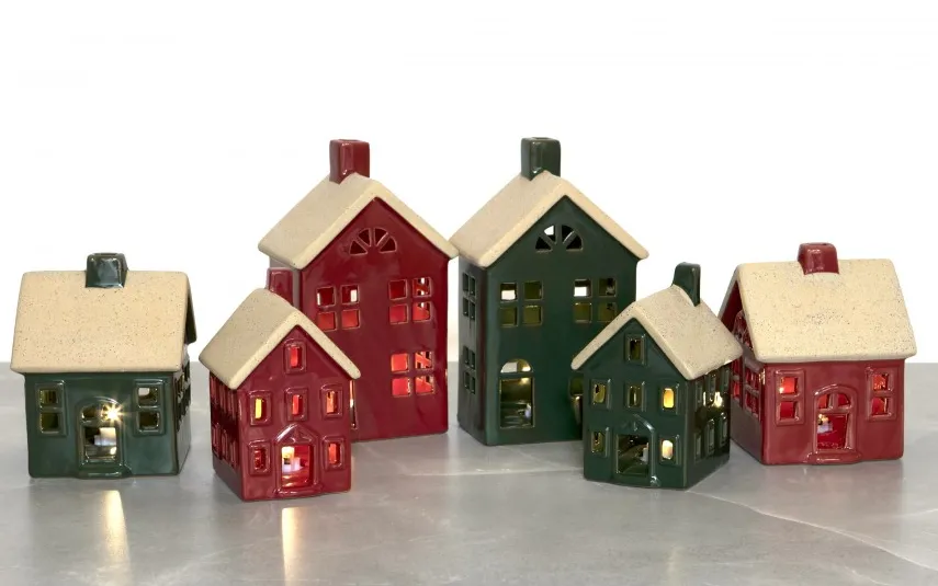 Art-Pol Figurka świecąca Domek ceramiczny zielony średni 8058 Outlet