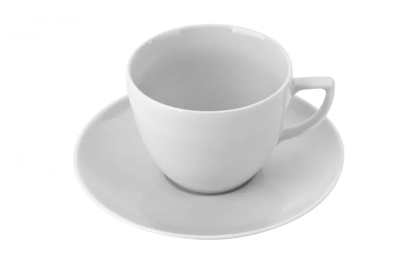 Chodziez Filiżanka porcelanowa 250 ml + spodek City Biała C001 Fashion