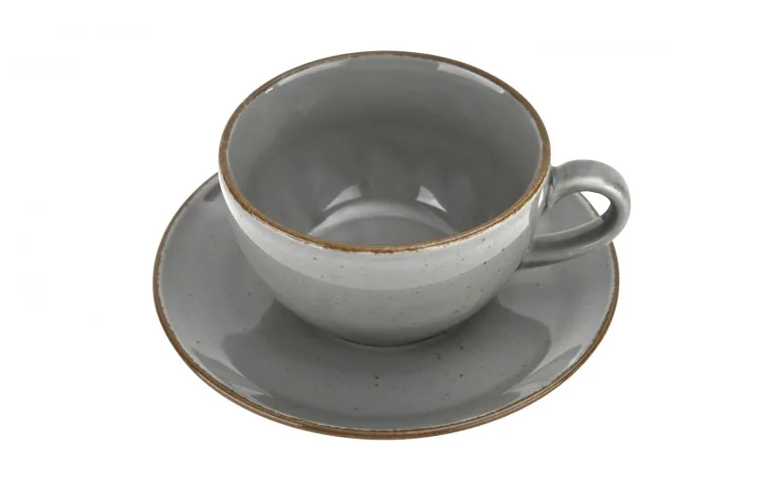 Lubiana Filiżanka porcelanowa 280 ml + spodek Aida ART Szary LU33 (K130) Outlet