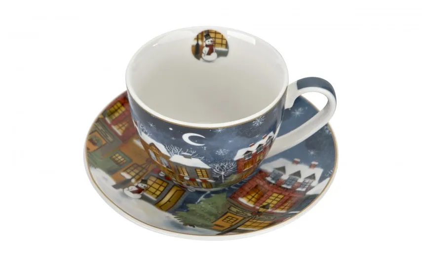 Duo Filiżanka porcelanowa 220 ml + spodek Christmas City Discount