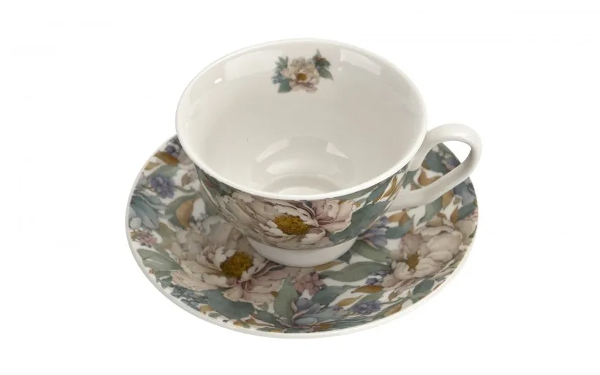 Duo Filiżanka porcelanowa 250 ml + spodek Peony White Best