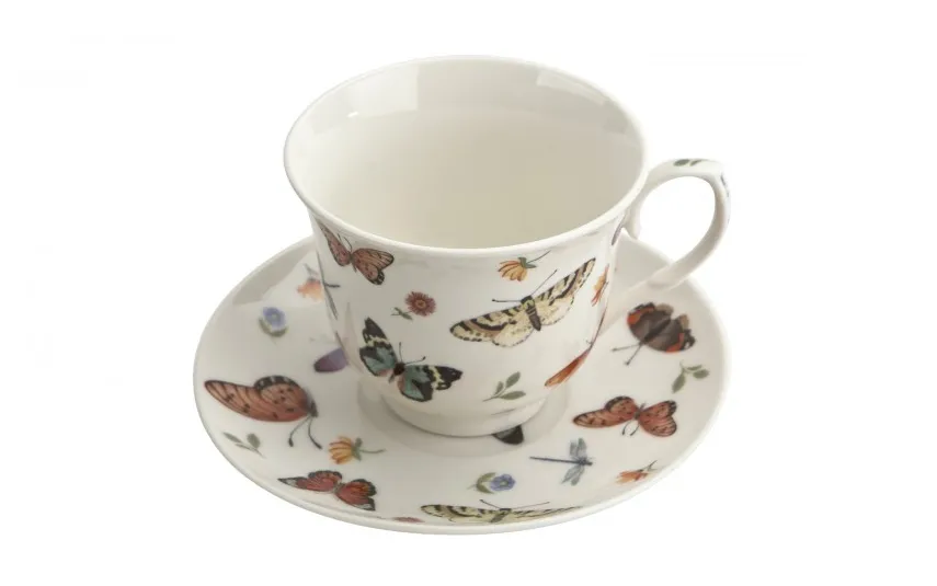 Duo Filiżanka porcelanowa 250 ml + spodek Butterflies Fashion