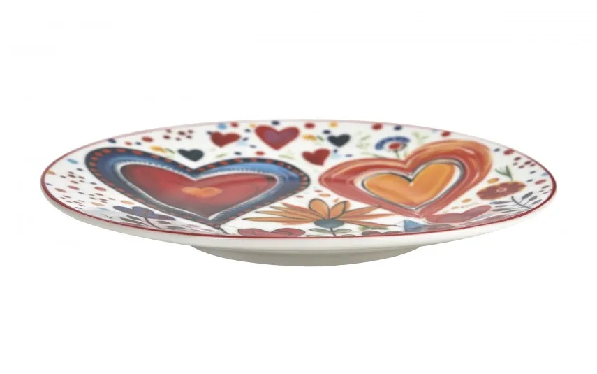 Duo Filiżanka porcelanowa 220 ml + spodek Kolorowe Serca 2 Outlet