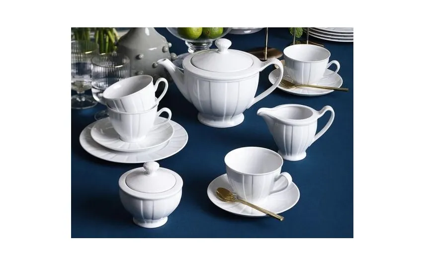 Cmielow Filiżanka porcelanowa 250 ml + spodek Oktawa biała 0001 Discount
