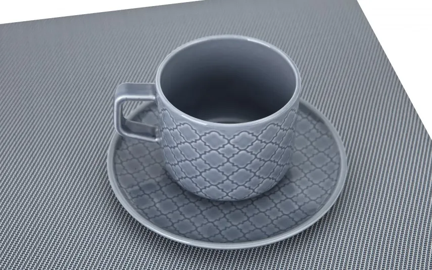 Lubiana Filiżanka porcelanowa 280 ml + spodek Aida ART Szary LU33 (K130) Outlet