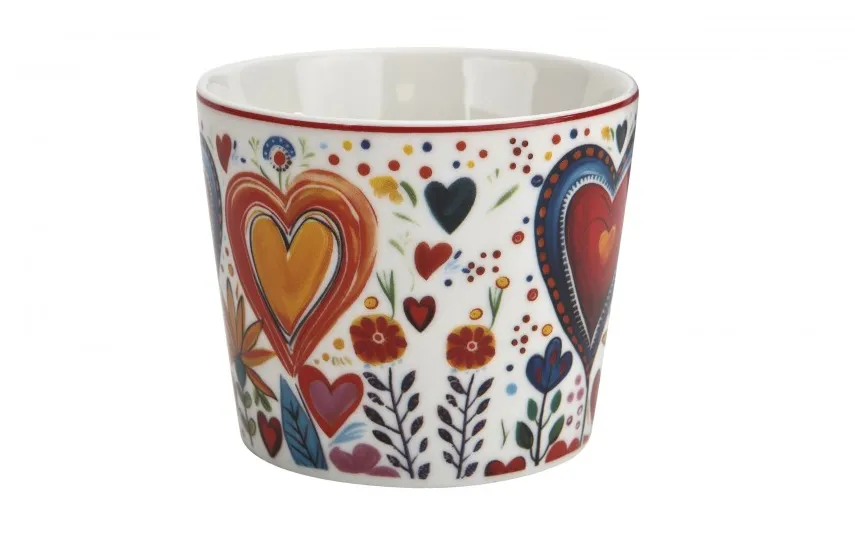 Duo Filiżanka porcelanowa 220 ml + spodek Kolorowe Serca 2 Outlet
