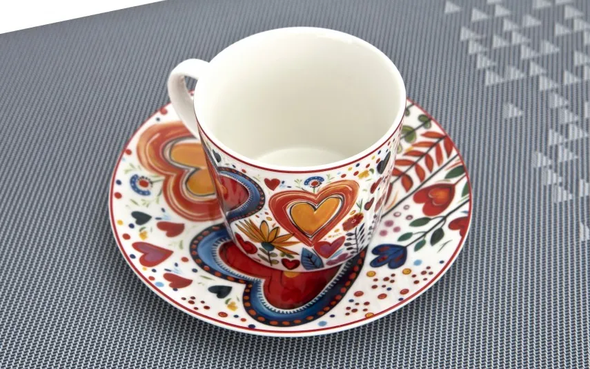 Duo Filiżanka porcelanowa 260 ml + spodek Motylki Clearance