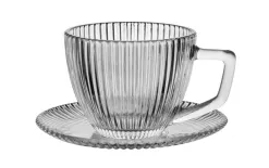Altom Design Filiżanka szklana 250 ml + spodek Selena Hot