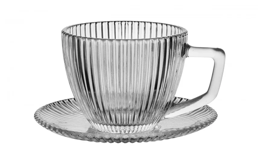 Altom Design Filiżanka szklana 250 ml + spodek Selena Hot