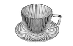 Altom Design Filiżanka szklana 250 ml + spodek Selena Hot
