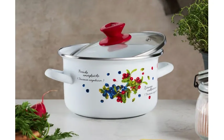 Emalia Olkusz Garnek emaliowany z pokrywką Borówka 3,8 L Outlet