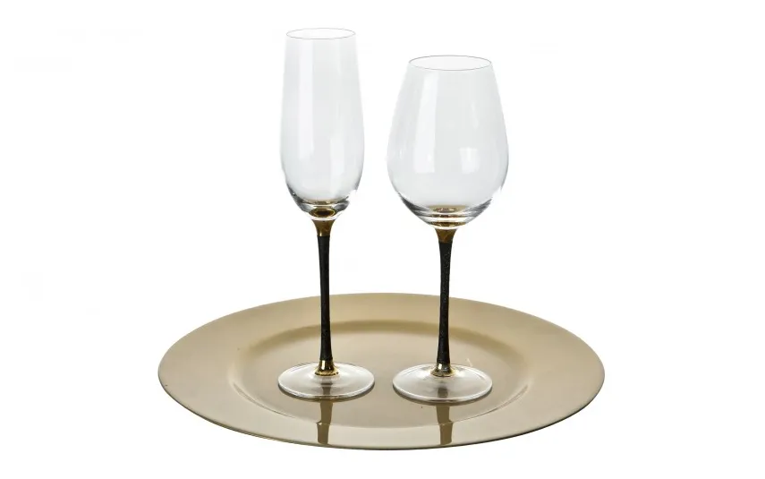 Dekor Pap Kieliszek do szampana 250 ml z czarną nóżką TG0589 Fashion