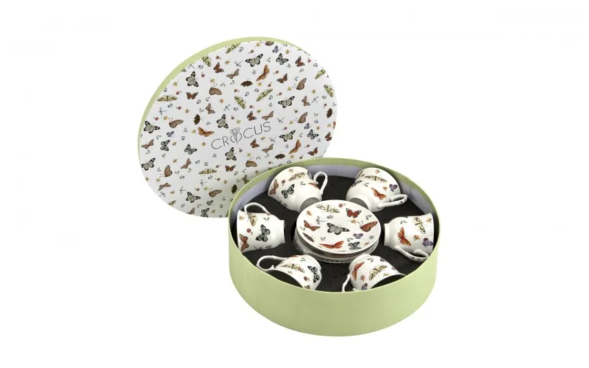 Duo Komplet 6 filiżanek 250 ml + spodek Butterflies Discount