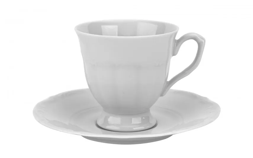 Cmielow Komplet 6 filiżanek 250 ml + spodki Maria Teresa Biała Fashion