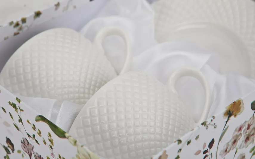 Veroni Komplet 6 filiżanek 250 ml + spodki Anet Fashion