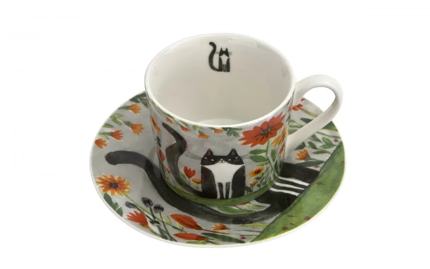 Duo Komplet 2 filiżanek 230 ml + spodki Koci Świat Łąka Outlet
