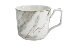Veroni Komplet 6 filiżanek 250ml ze spodkami Marmur Clearance