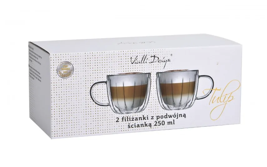 Vialli Design Komplet 2 filiżanek termicznych 250 ml Tulip z podwójną ścianką Online