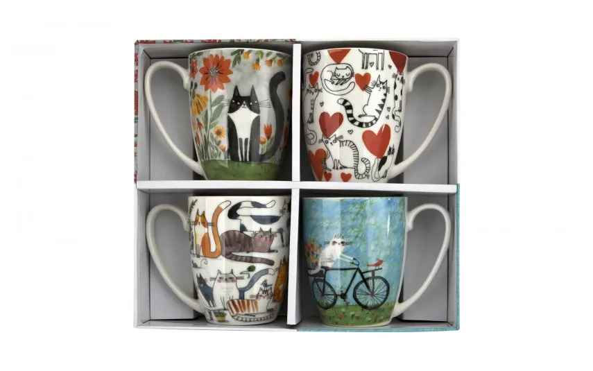 Duo Komplet 4 kubków 360 ml Koci Świat New