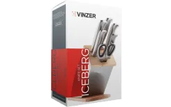 Vinzer Komplet 5 noży w bloku + nożyczki Iceberg 50110 Outlet