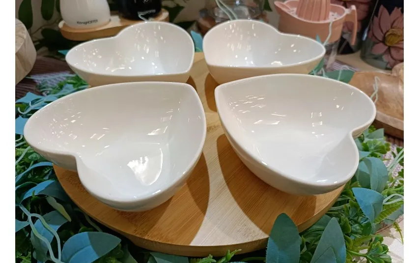 Ambition Komplet 4 salaterek na podstawie bambusowej Natural serce Fashion